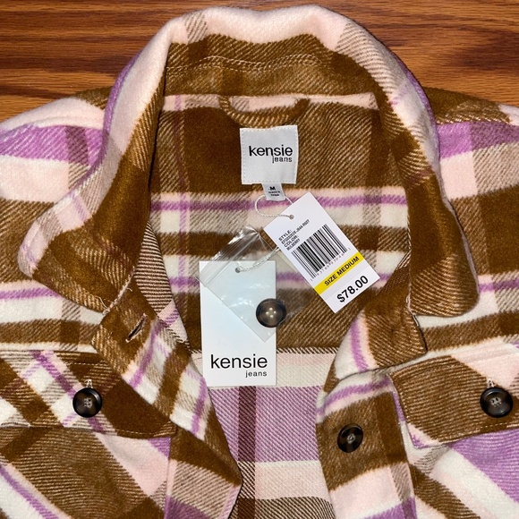 NWT Kensie Cropped Plaid Shacket - Picture 3 of 8